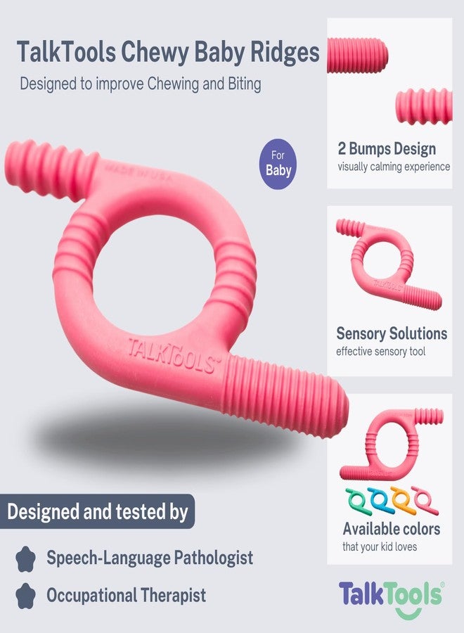 TalkTools Baby Chewy | Oral Motor Sensory Tool for Kids and Toddlers | Therapy Tools to Improve Chewing and Biting (Ridges, Pink) - Image 3